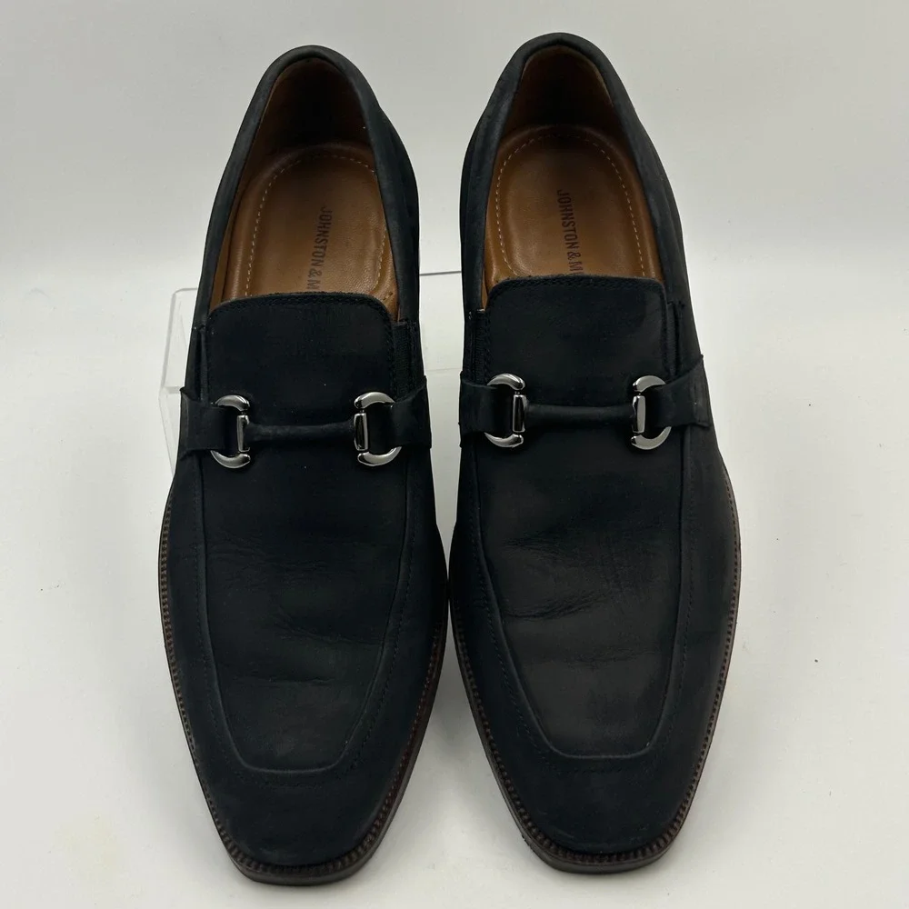 Johnston & Murphy Bit Loafer Mens 10M Black Nubuck Suede Dress Shoe Old Money